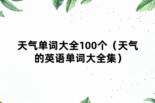 天气单词大全100个（天气的英语单词大全集）