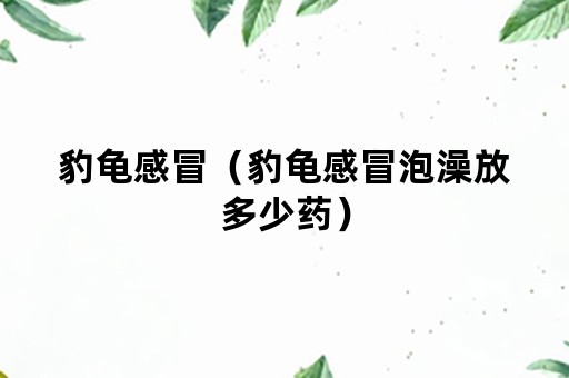 豹龟感冒（豹龟感冒泡澡放多少药）