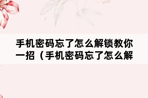 手机密码忘了怎么解锁教你一招（手机密码忘了怎么解锁用最简单的办法）