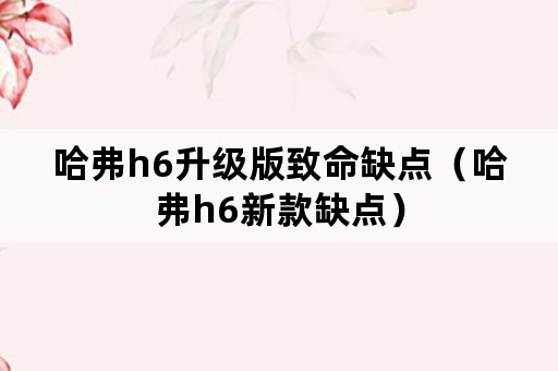 哈弗h6升级版致命缺点（哈弗h6新款缺点）