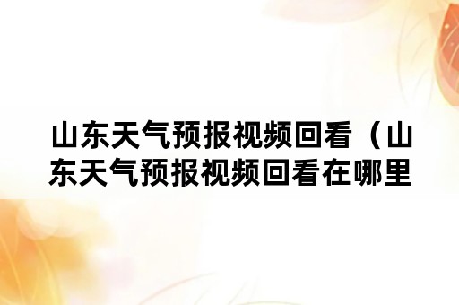 山东天气预报视频回看（山东天气预报视频回看在哪里看）