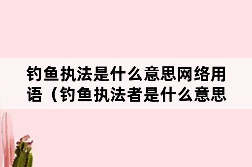 钓鱼执法是什么意思网络用语（钓鱼执法者是什么意思）