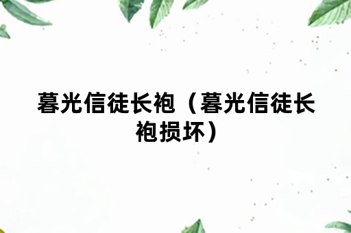 暮光信徒长袍（暮光信徒长袍损坏）