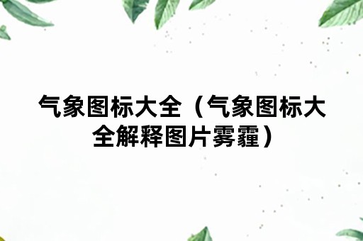 气象图标大全（气象图标大全解释图片雾霾）