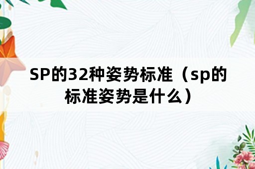 SP的32种姿势标准（sp的标准姿势是什么）