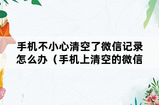 手机不小心清空了微信记录怎么办（手机上清空的微信记录能恢复吗）