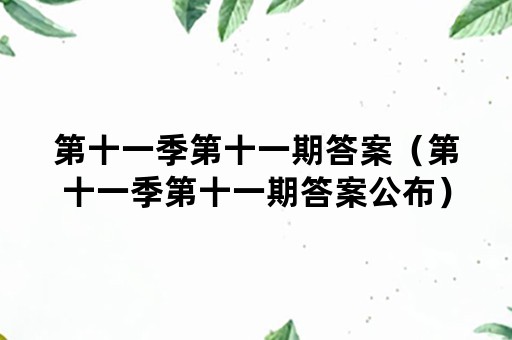 第十一季第十一期答案（第十一季第十一期答案公布）