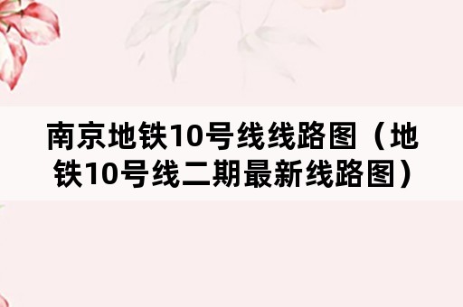 南京地铁10号线线路图（地铁10号线二期最新线路图）