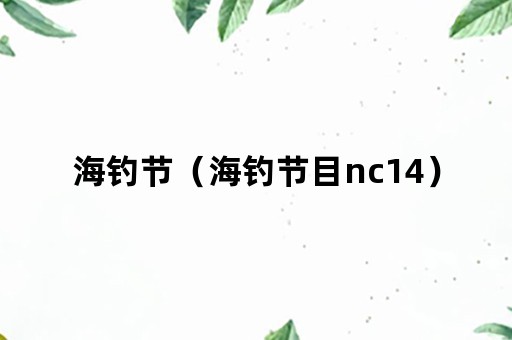 海钓节（海钓节目nc14）