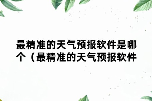 最精准的天气预报软件是哪个（最精准的天气预报软件是哪个墨迹天气）