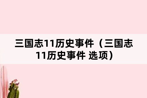 三国志11历史事件（三国志11历史事件 选项）