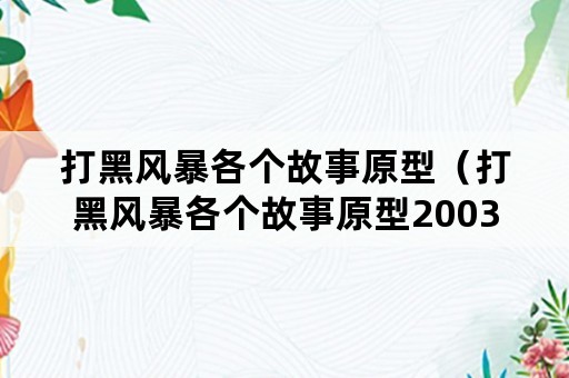 打黑风暴各个故事原型（打黑风暴各个故事原型2003）