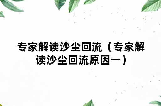 专家解读沙尘回流（专家解读沙尘回流原因一）