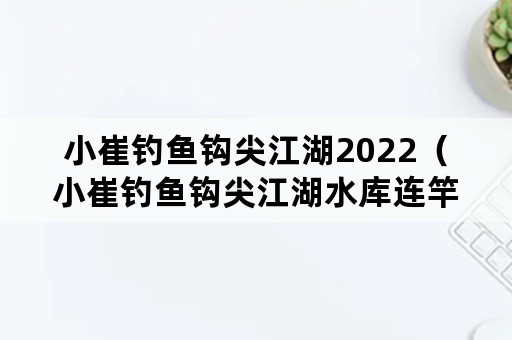 小崔钓鱼钩尖江湖2022（小崔钓鱼钩尖江湖水库连竿鲤鱼）