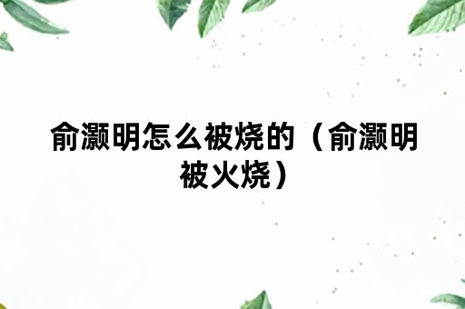 俞灏明怎么被烧的（俞灏明被火烧）