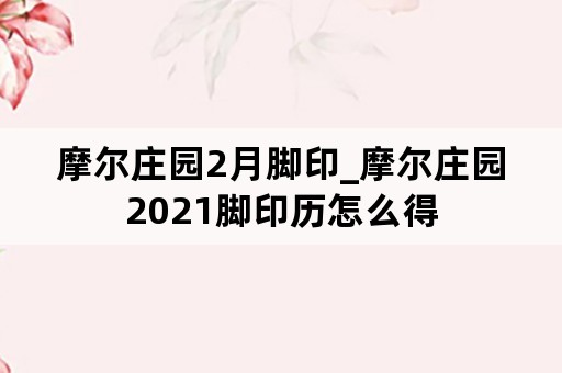 摩尔庄园2月脚印_摩尔庄园2021脚印历怎么得