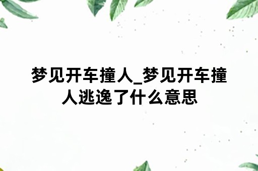 梦见开车撞人_梦见开车撞人逃逸了什么意思