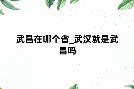 武昌在哪个省_武汉就是武昌吗