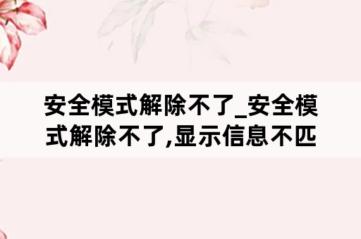 安全模式解除不了_安全模式解除不了,显示信息不匹配