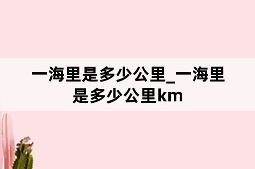 一海里是多少公里_一海里是多少公里km