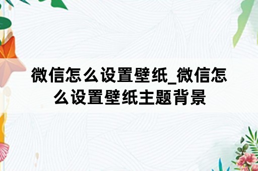 微信怎么设置壁纸_微信怎么设置壁纸主题背景