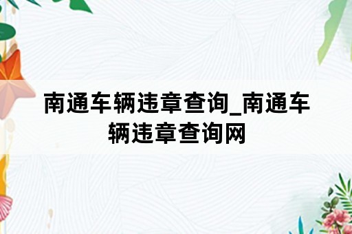 南通车辆违章查询_南通车辆违章查询网