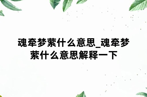 魂牵梦萦什么意思_魂牵梦萦什么意思解释一下