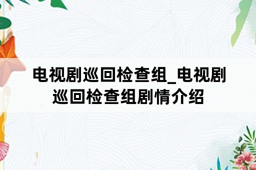 电视剧巡回检查组_电视剧巡回检查组剧情介绍