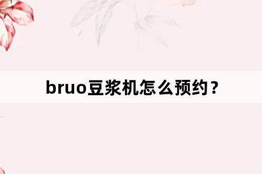 bruo豆浆机怎么预约？