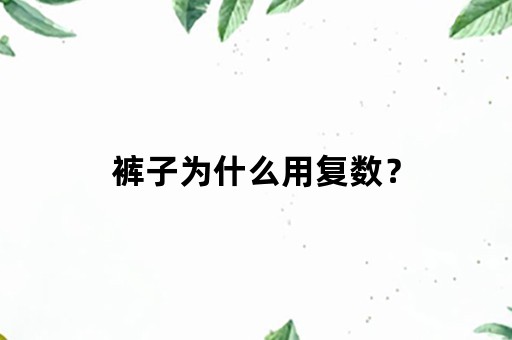 裤子为什么用复数？