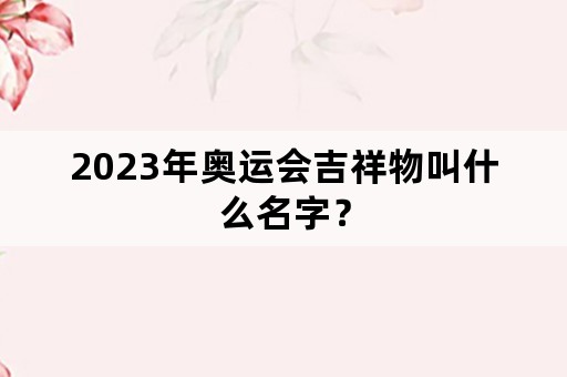 2023年奥运会吉祥物叫什么名字？