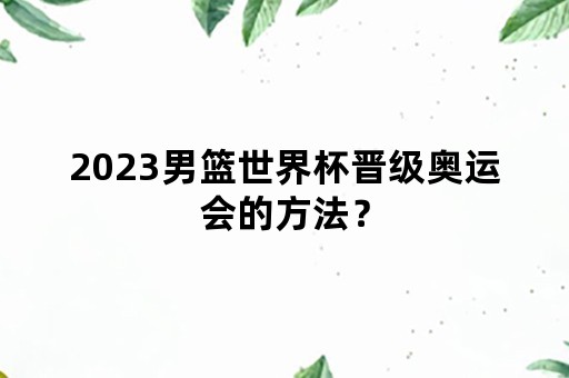 2023男篮世界杯晋级奥运会的方法？