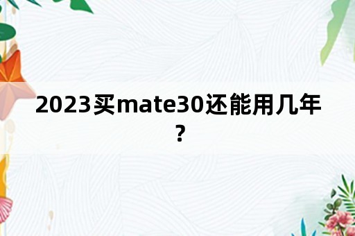 2023买mate30还能用几年？