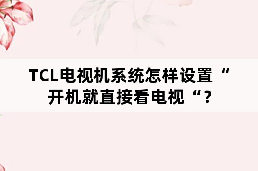 TCL电视机系统怎样设置“开机就直接看电视“？