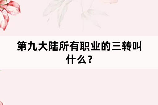 第九大陆所有职业的三转叫什么？