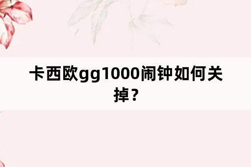 卡西欧gg1000闹钟如何关掉？