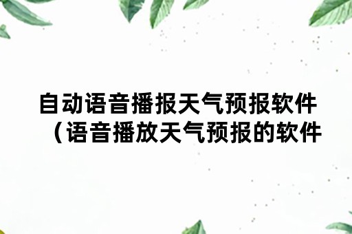 自动语音播报天气预报软件（语音播放天气预报的软件）