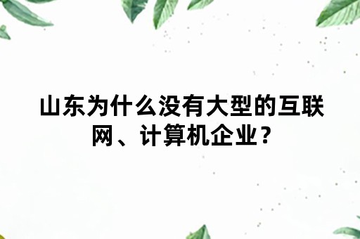 山东为什么没有大型的互联网、计算机企业？