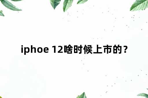 iphoe 12啥时候上市的？