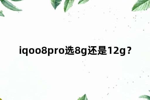 iqoo8pro选8g还是12g？