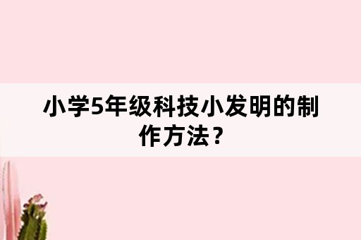 小学5年级科技小发明的制作方法？