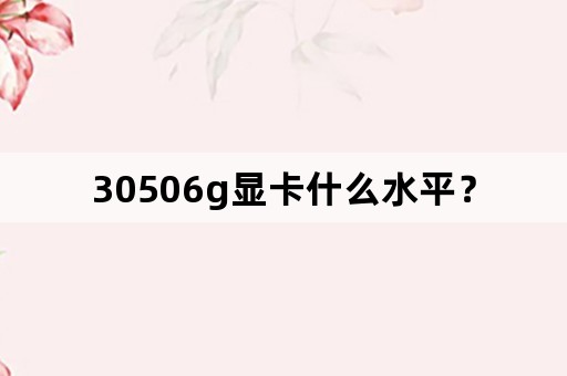 30506g显卡什么水平？