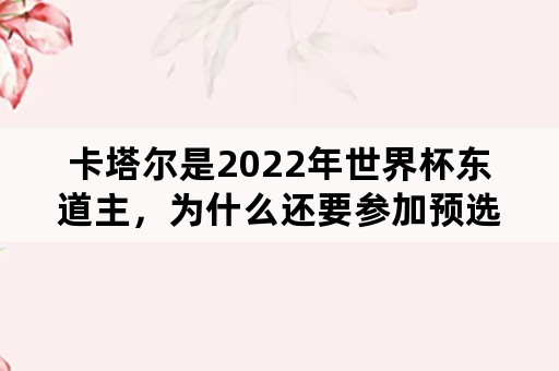 卡塔尔是2022年世界杯东道主，为什么还要参加预选赛？