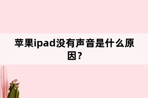 苹果ipad没有声音是什么原因？