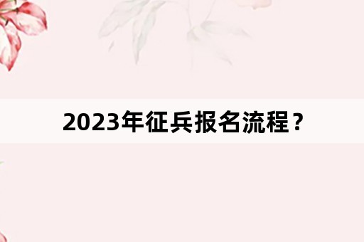 2023年征兵报名流程？