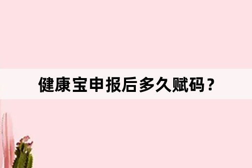 健康宝申报后多久赋码？