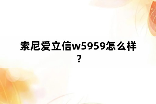 索尼爱立信w5959怎么样？