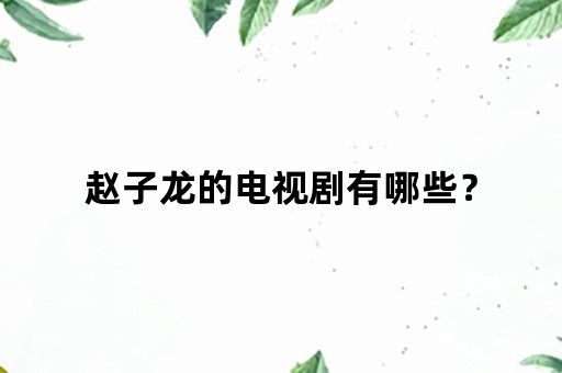 赵子龙的电视剧有哪些？