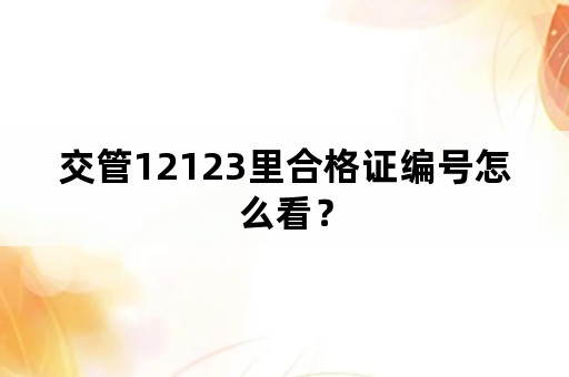 交管12123里合格证编号怎么看？