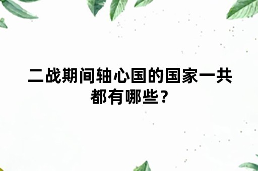 二战期间轴心国的国家一共都有哪些？